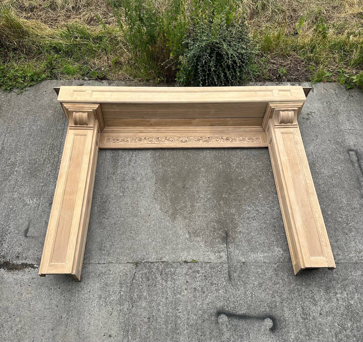Carved solid oak fireplace mantel