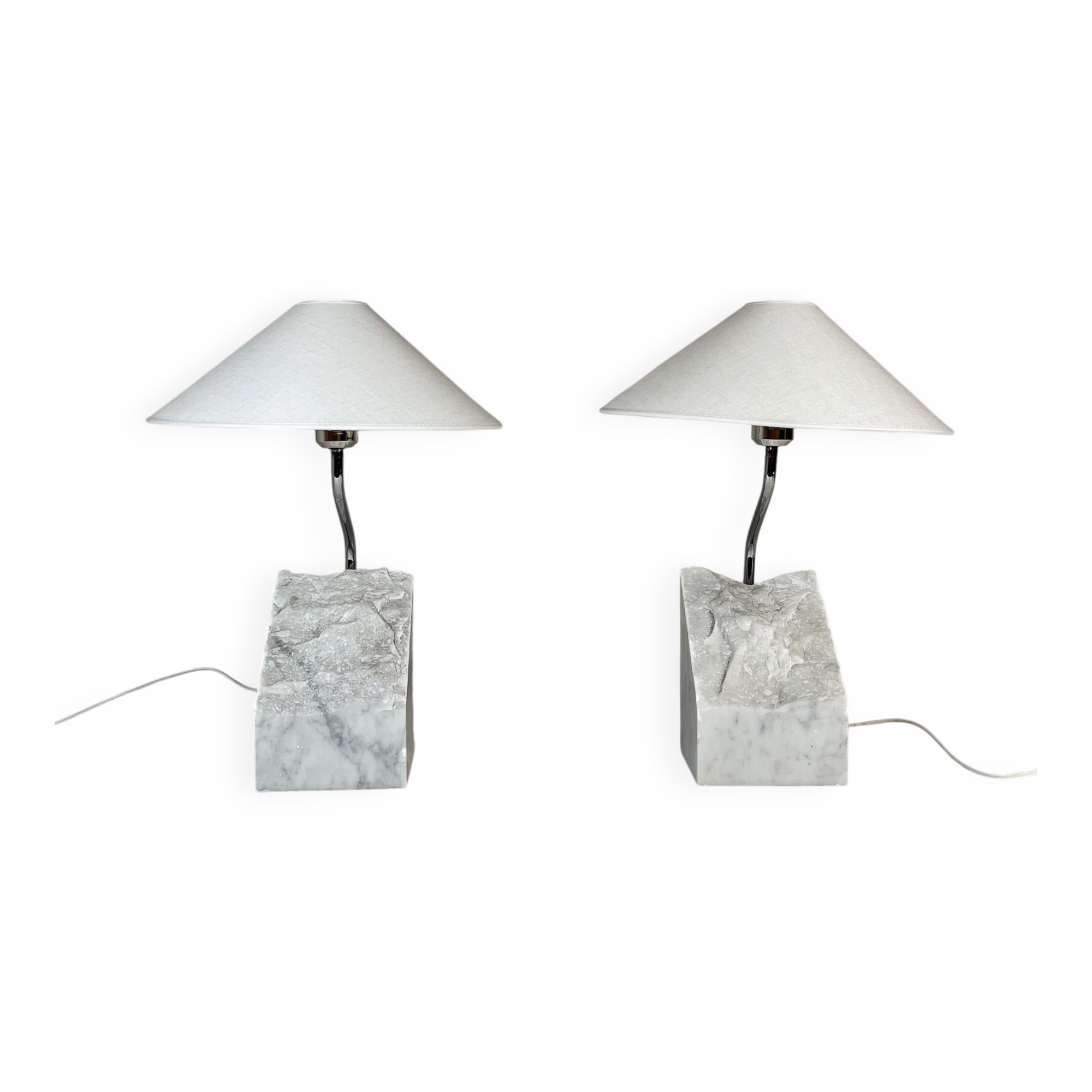 Paire de lampes de table en marbre et acier Bergboms du milieu du siècle, années 1970, Suède