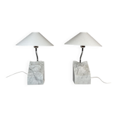 Paire de lampes de table en marbre et acier Bergboms du milieu du siècle, années 1970, Suède