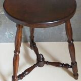 Vintage turned solid wood tripod stool
