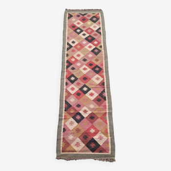 Kilim rug in jute and cotton. 80cm x 310cm