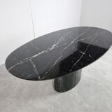 Vintage oval black marble dining table, 1970s