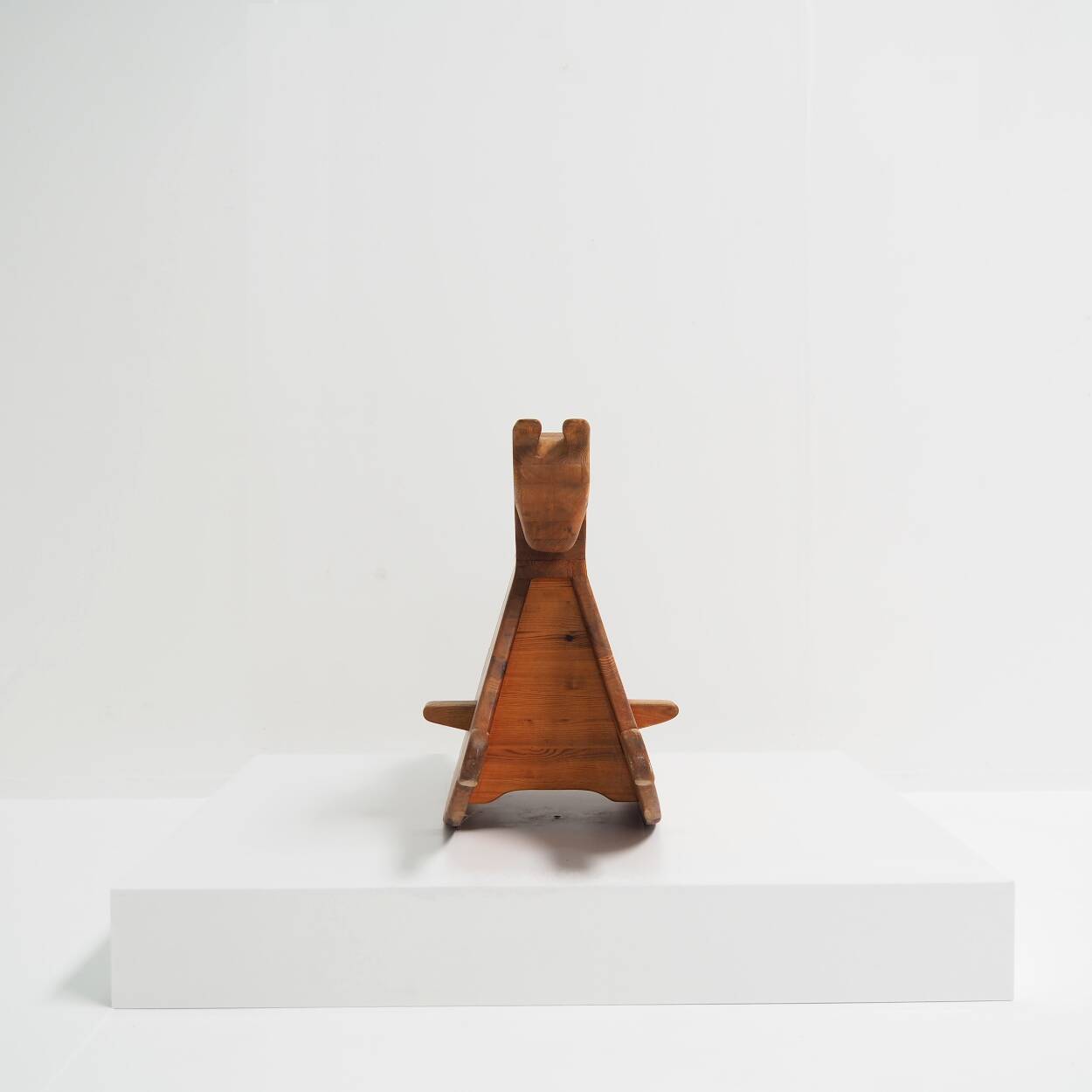 1970s Rocking Horse in Solid Pine Wood, Children’s Toy