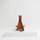 Cheval à bascule en pin massif des années 1970, jouet pour enfant