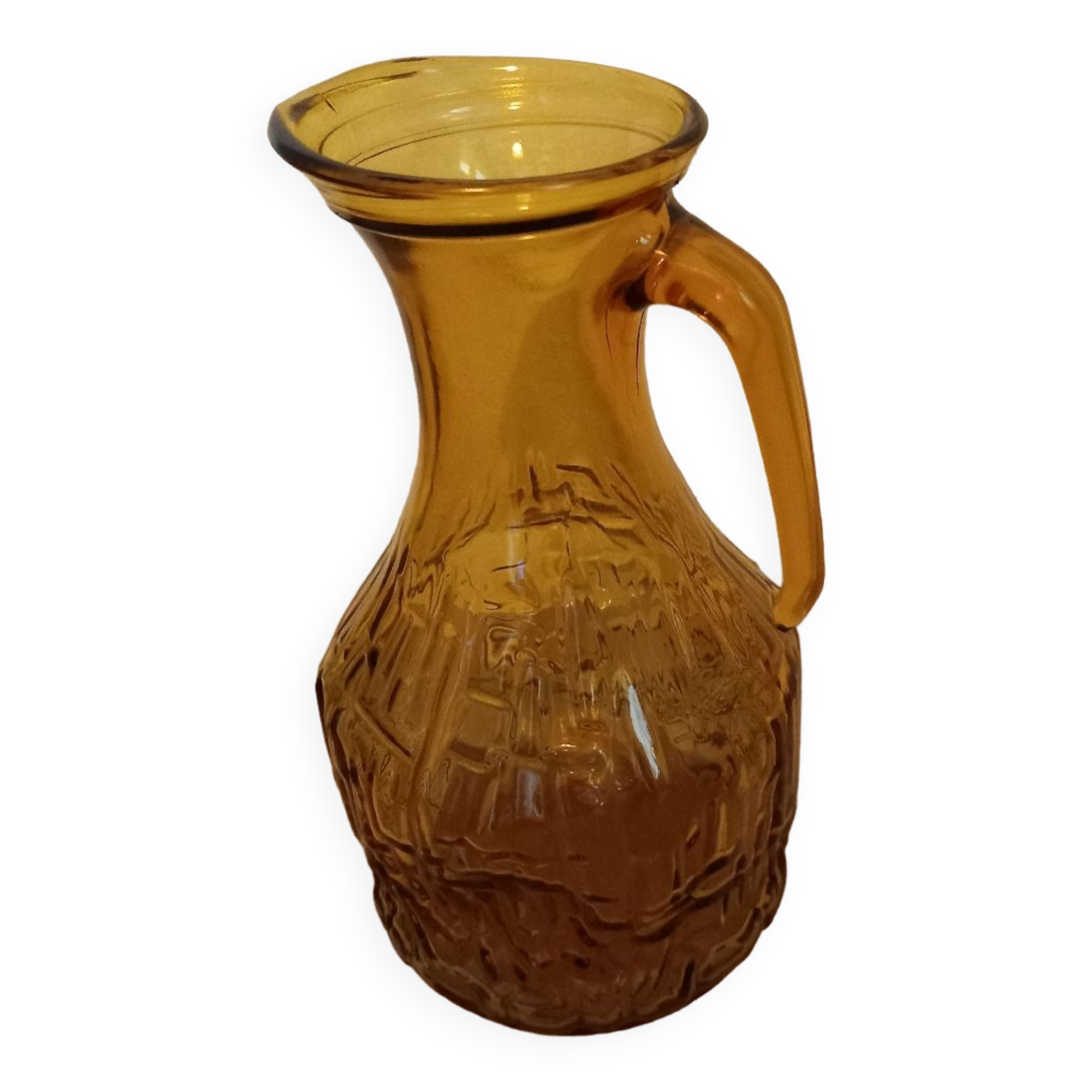 Vintage amber glass pitcher