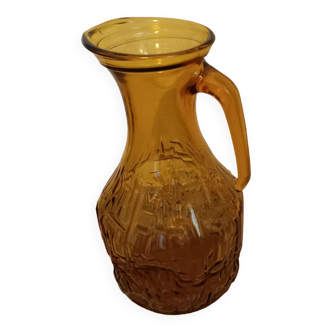 Vintage amber glass pitcher