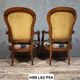 Pair of Napoleon III armchairs in mahogany with silk-style upholstery.