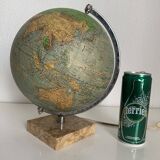 Vintage 1960 globe terrestrial glass Perrina marble world map - 28 cm