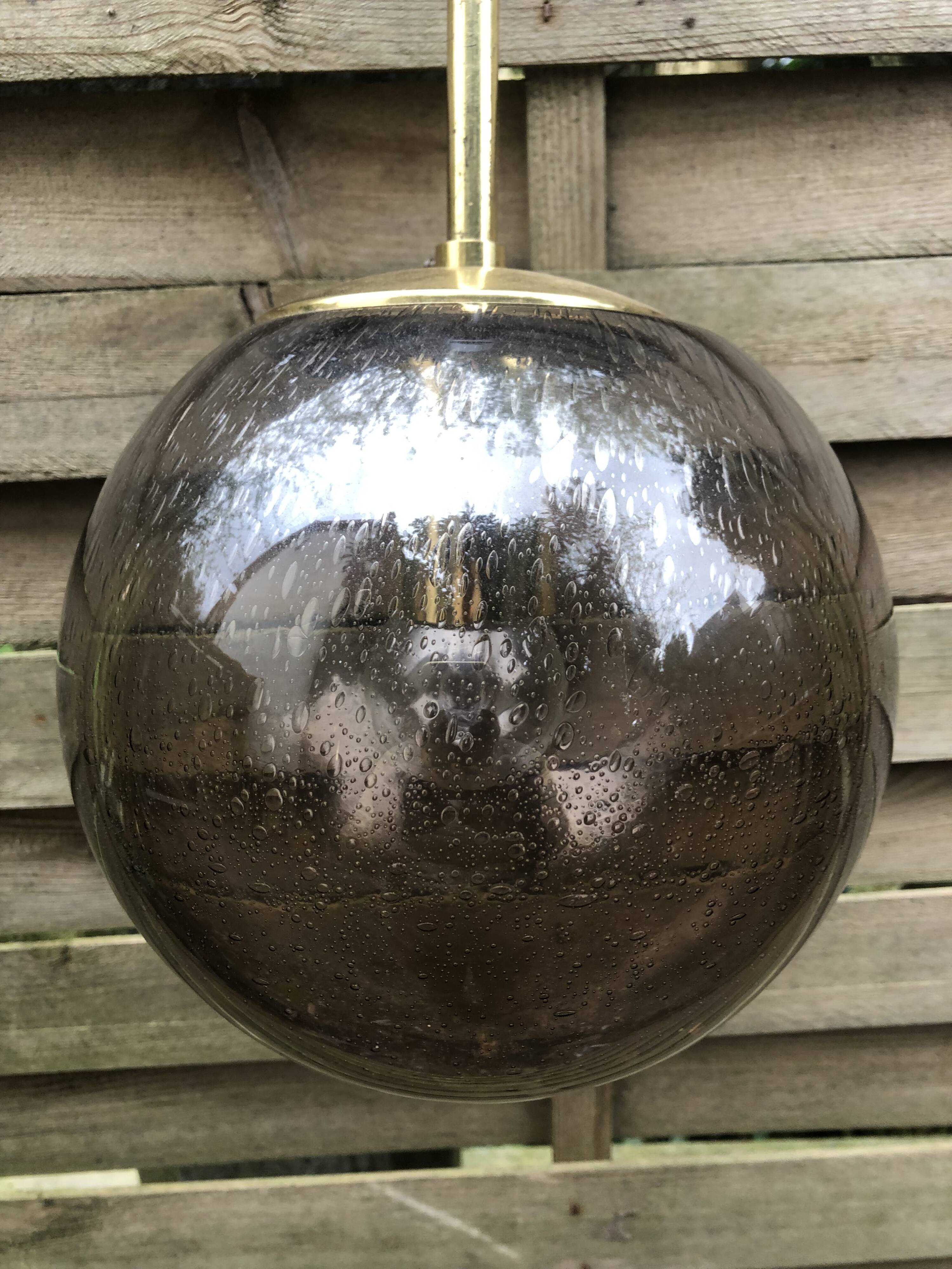 Yellow glass pendant lamp from Biot, 1970s