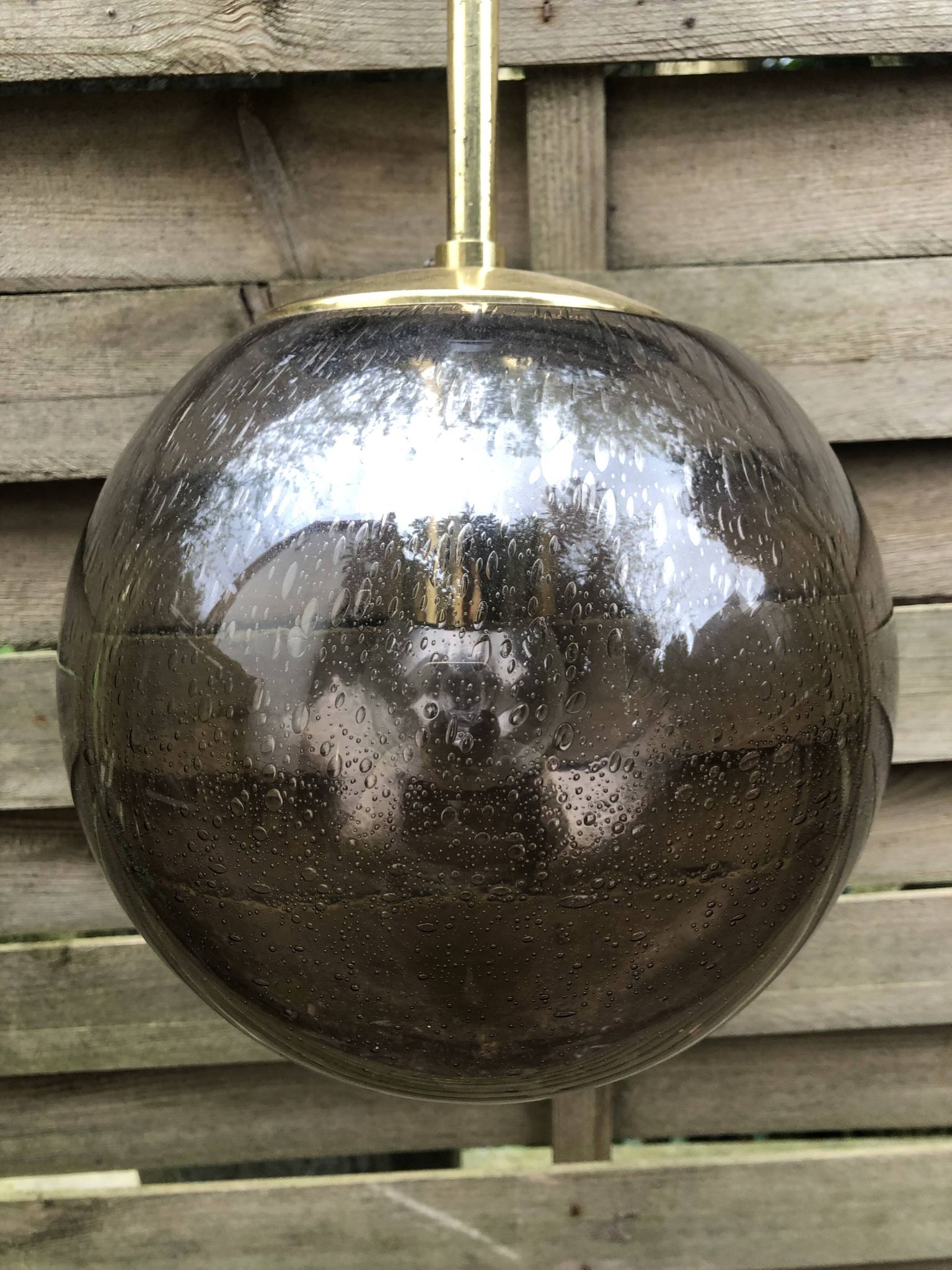 Yellow glass pendant lamp from Biot, 1970s