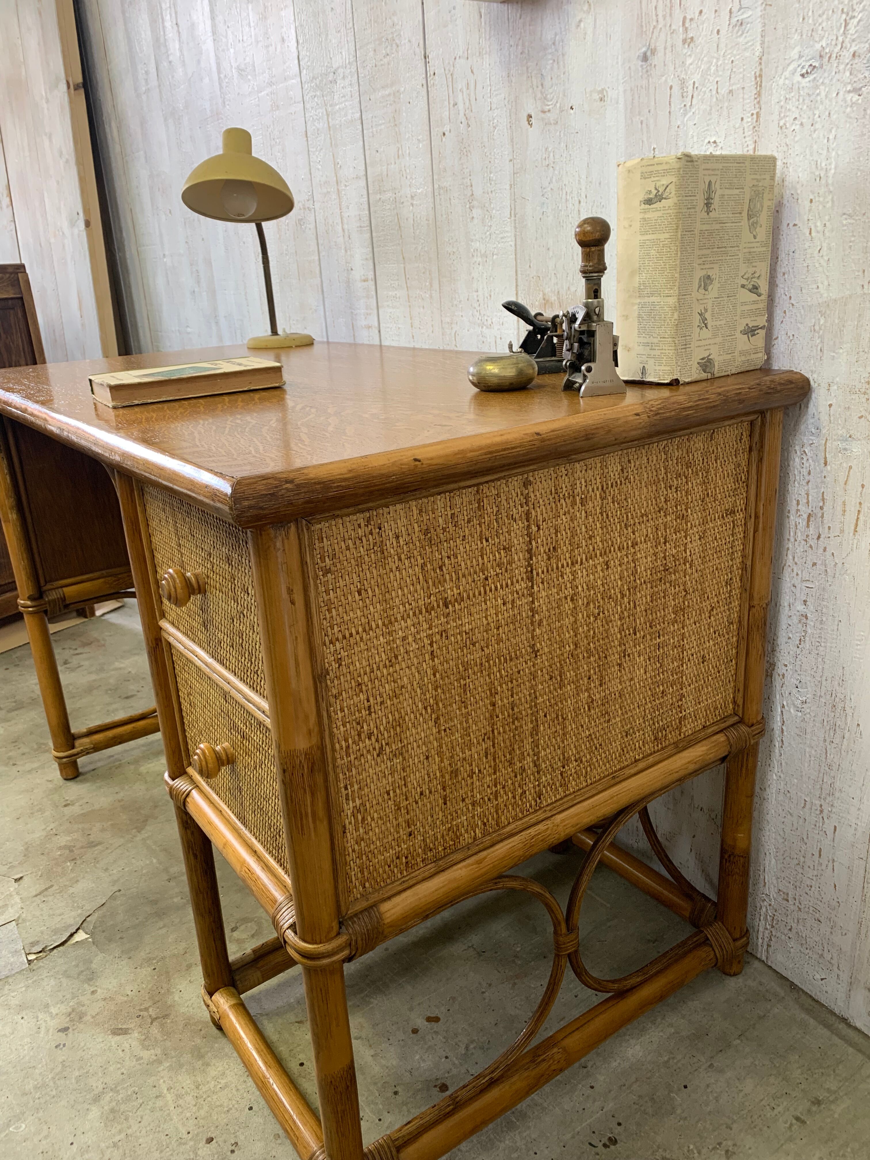 Vintage rattan desk