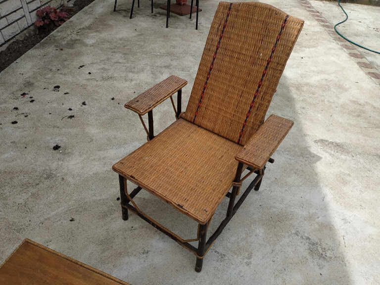 Old rattan armchair