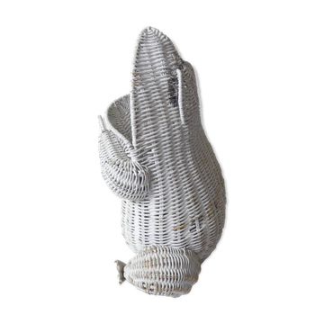 vintage white rattan frog wastepaper basket 46 cm