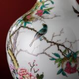 Vase d'appréciation en porcelaine Rose de Style dynastie Qing, Motif d'oiseau et de fleur, artisanat classique