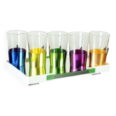 Set Of Colorful Drinking Glasses With A Tray, Czechoslovakia 1960s