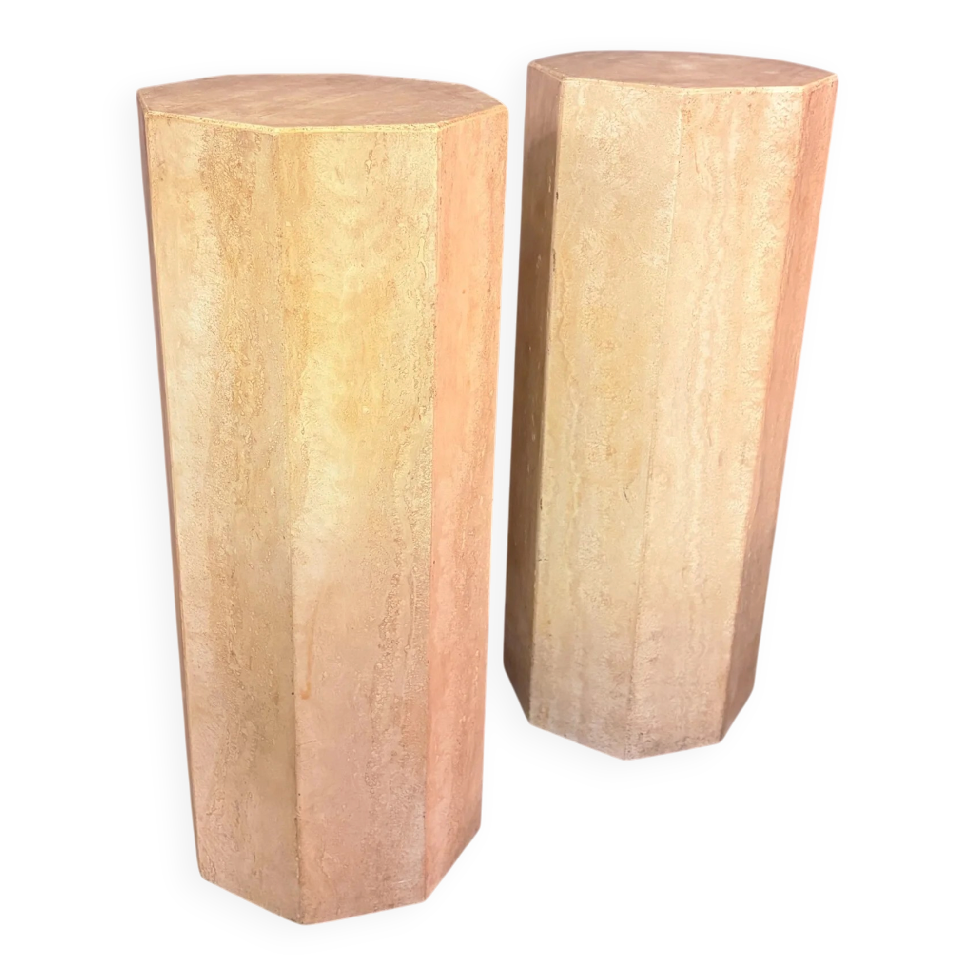 Vintage travertine columns / pedestals, 1970s, Italy
