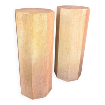 Vintage travertine columns / pedestals, 1970s, Italy