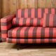 Red and purple fabric sofa from 1970