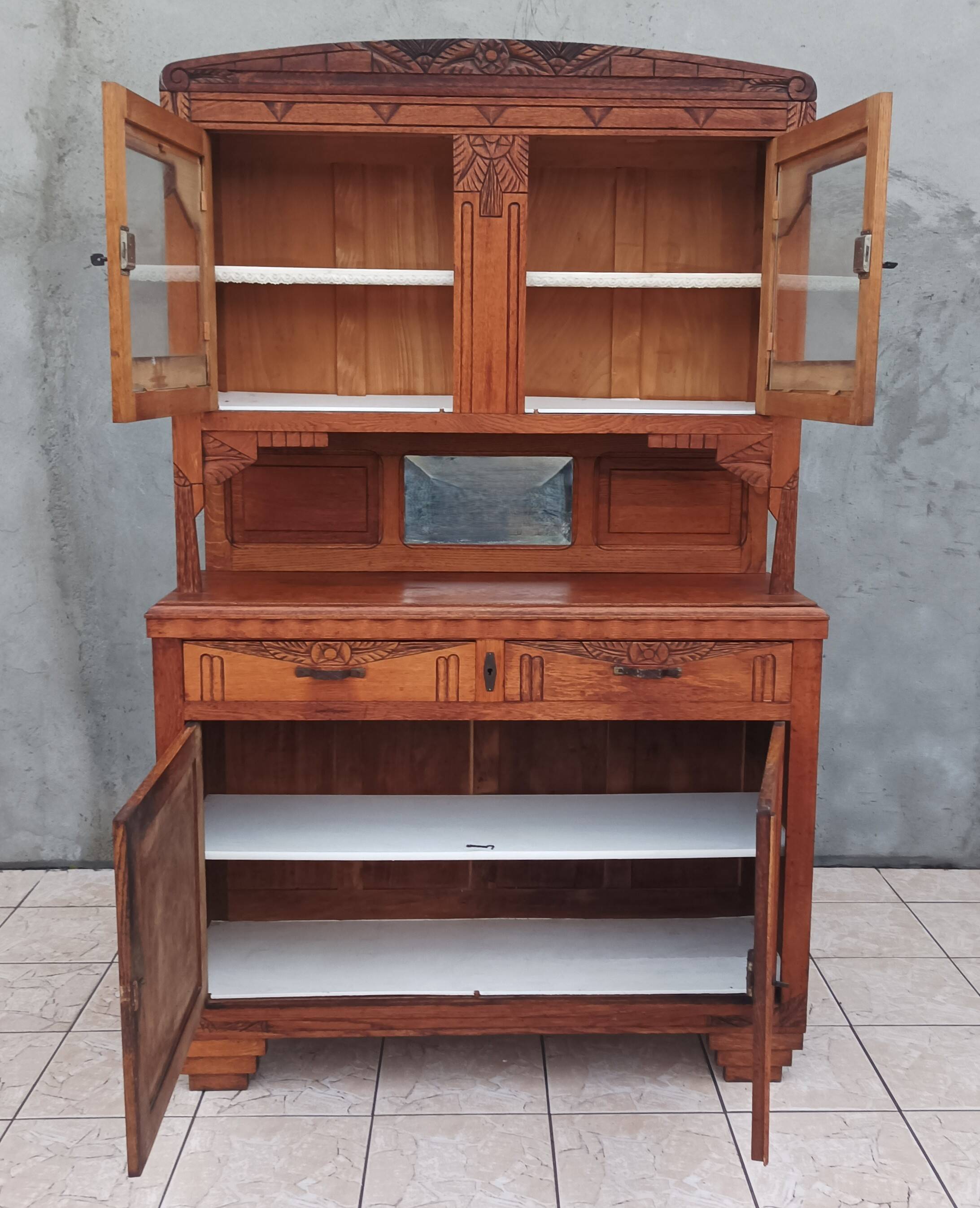 Art Deco period carved oak sideboard