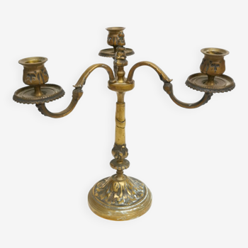 old Candlestick with 3 branches, Bronze Candlestick