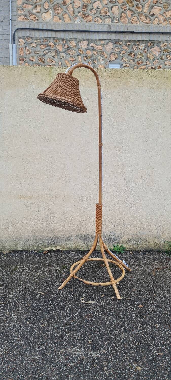 Vintage rattan floor lamp