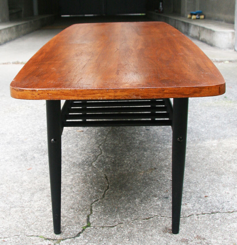 Table basse - teck et bois noir - 1960
