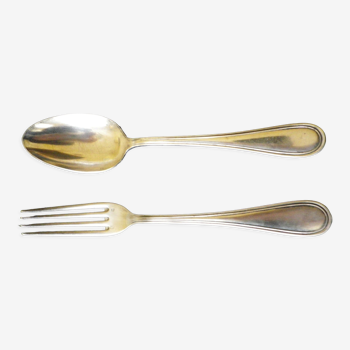 Silver CG spoon and fork with hallmark