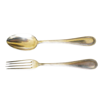 Silver CG spoon and fork with hallmark