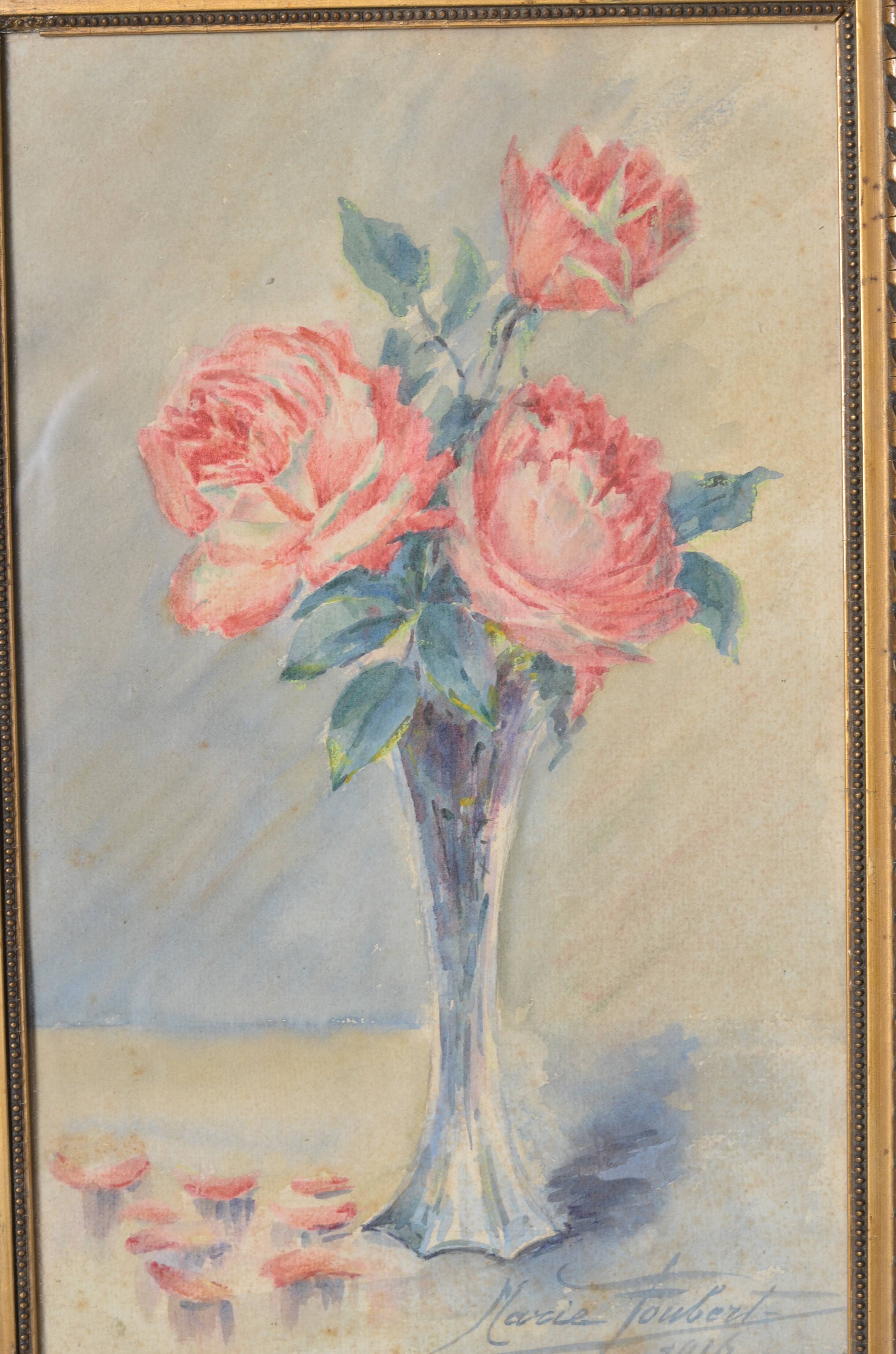 Watercolor bouquet of peonies