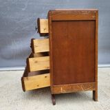 1930 Art Deco chest of drawers with recessed pink marble