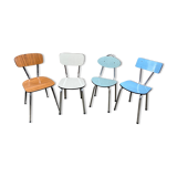 Set of 4 mismatched formica chairs 60s