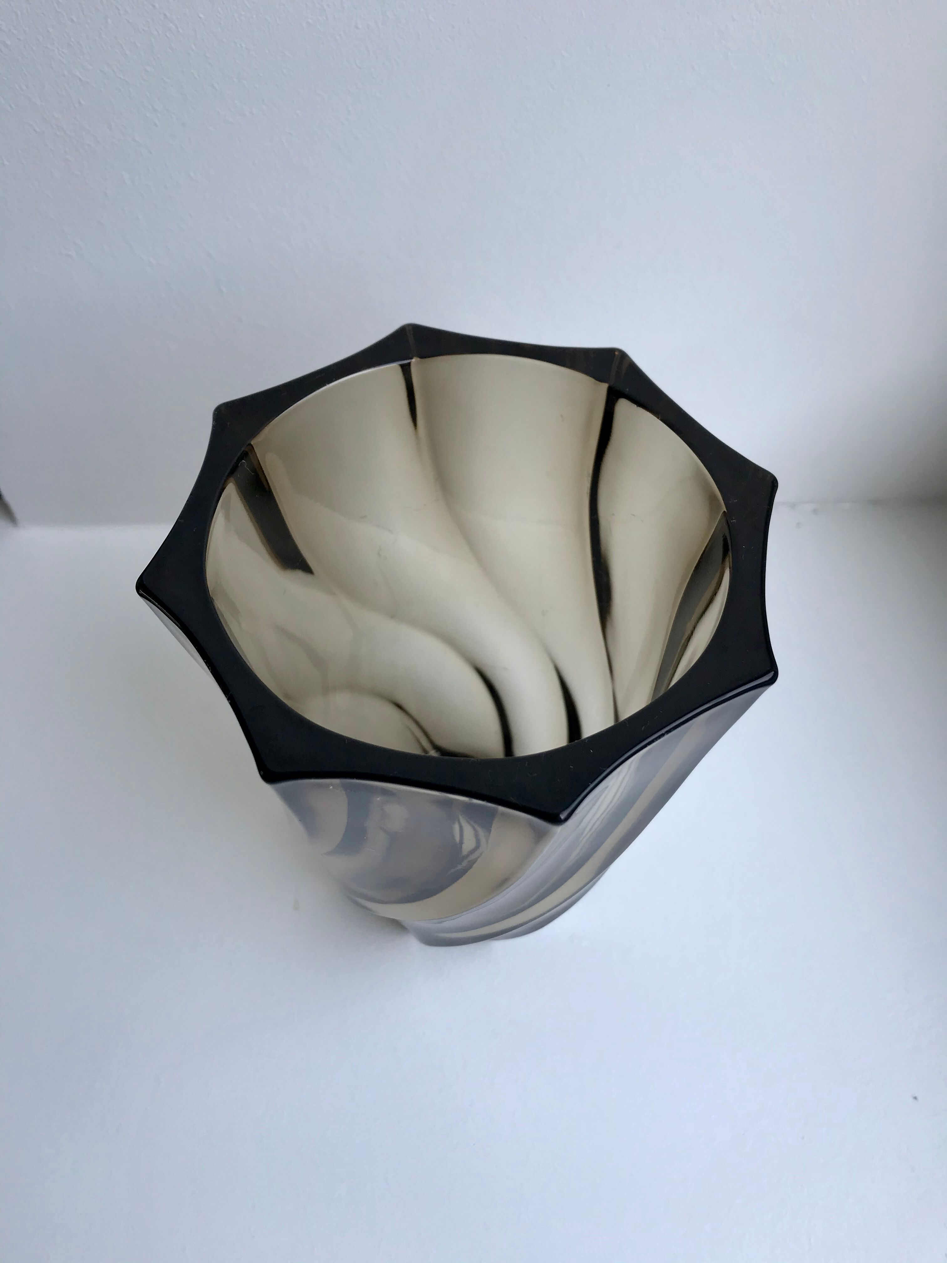 Smoked glass vase 70s