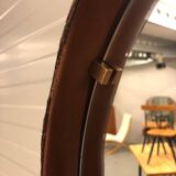Miroir en cuir cognac Pizzetti, Italie années 1950