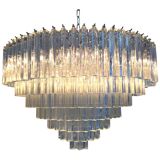 Contemporary clear triedro murano glass chandelier