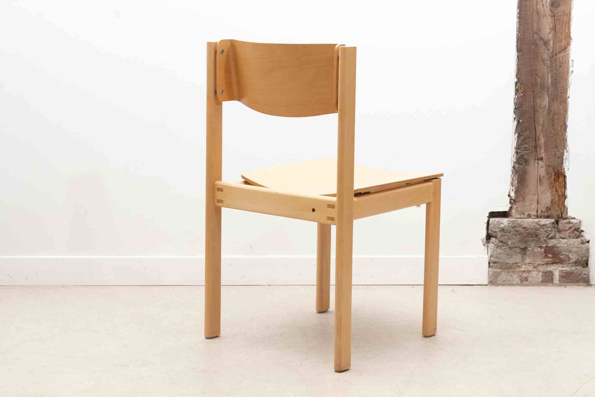 70s bentwood stacking chair in beech stain