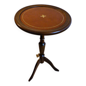 Vintage red leather tripod pedestal table