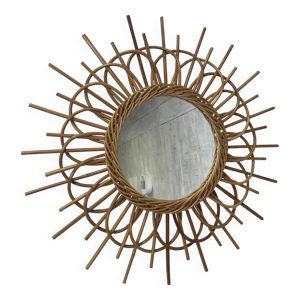 Miroir en osier vintage