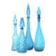 Set of four Italian blue glass carafes, 1960s