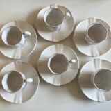 Set of 6 cups in glazed earth with Pierre Motton godrons in Gien 1960