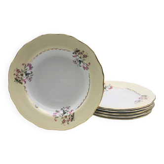 6 assiettes creuses estampillées “ l’amandinoise”, paola