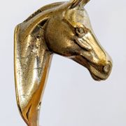 Set of 3 brass wall hooks horse head vintage coat hangers