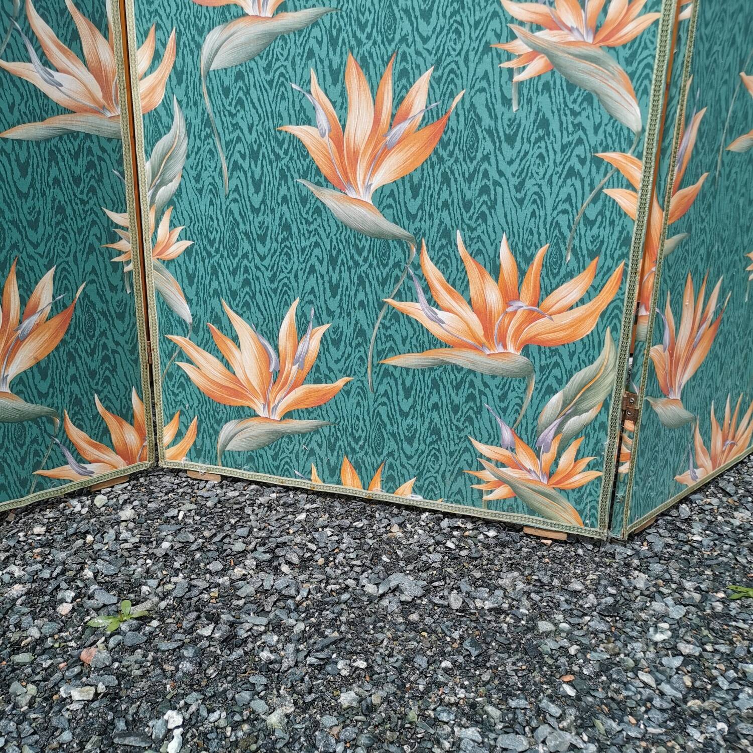Large vintage fabric screen