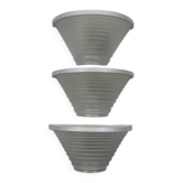 Suite de 3 Appliques Egisto 28 Angelo Mangiarotti pour Artemide 1985 Verre Satiné Blanc Métal Laqué Design Post Moderne Collector