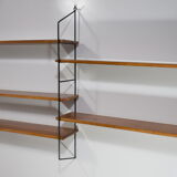 Etagère murale double modulable bois,  années 1960, Tomado, String.