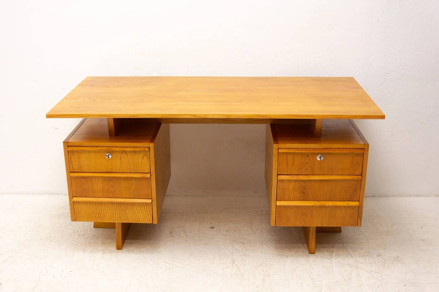 Writing desk, mid-century beechwood, 1970s, Czechoslovakia