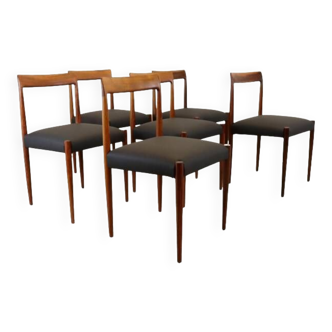 Set van 6 vintage mid century palissander Lübke eetkamerstoelen 'Bernsburg'