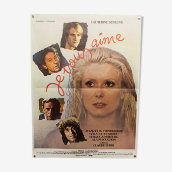 Affiche 40x60 "Je vous aime" Trintignant depardieu Gainsbourg Souchon 1980