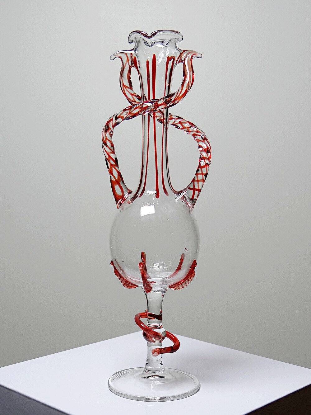 Vintage Murano blown glass soliflore vase 50-60 Filigrana/Zanfirico