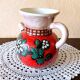 Carafe, jug, chevrette, artisanal, ceramic with floral decoration