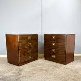2 bedside tables/small chests of drawers in Campaign style, 1970s